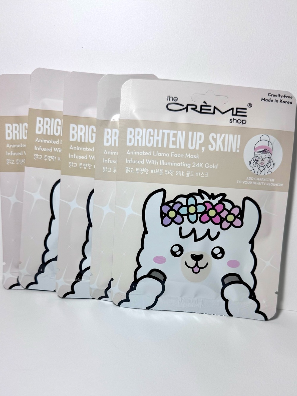 Brighten Up, Skin! Animated Llama Face Mask - Set of 5